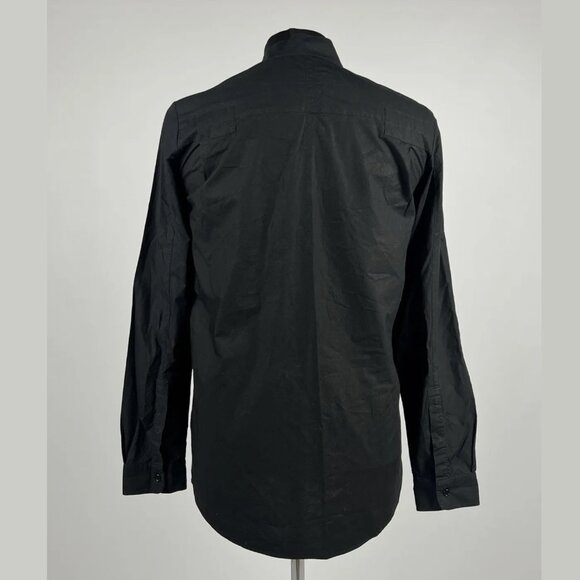 DAMIR DOMA SILENT Black Avant Garde Band Collar Button Long Sleeve Shirt Size M - Picture 2 of 15